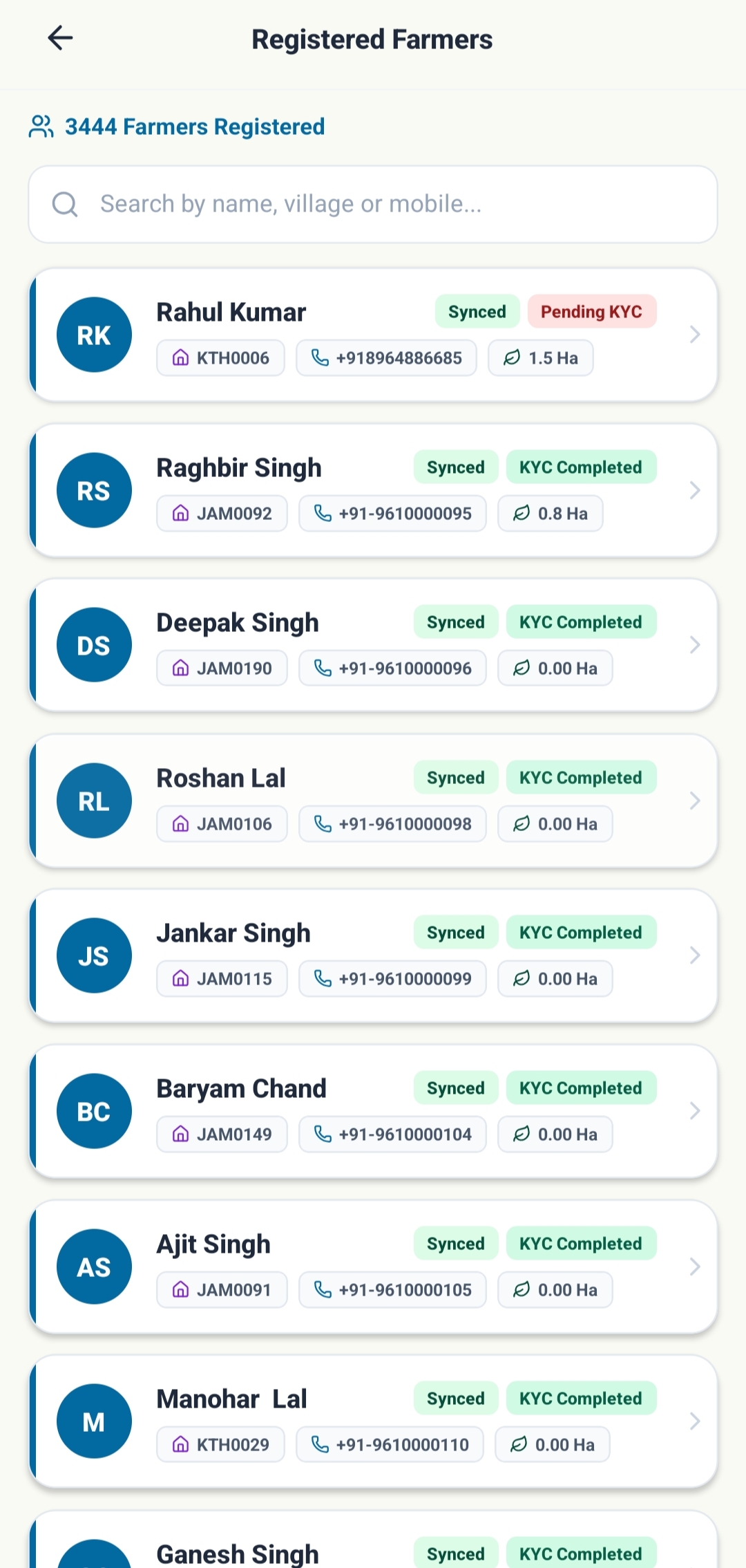Offline Farmer Directory & Sync State