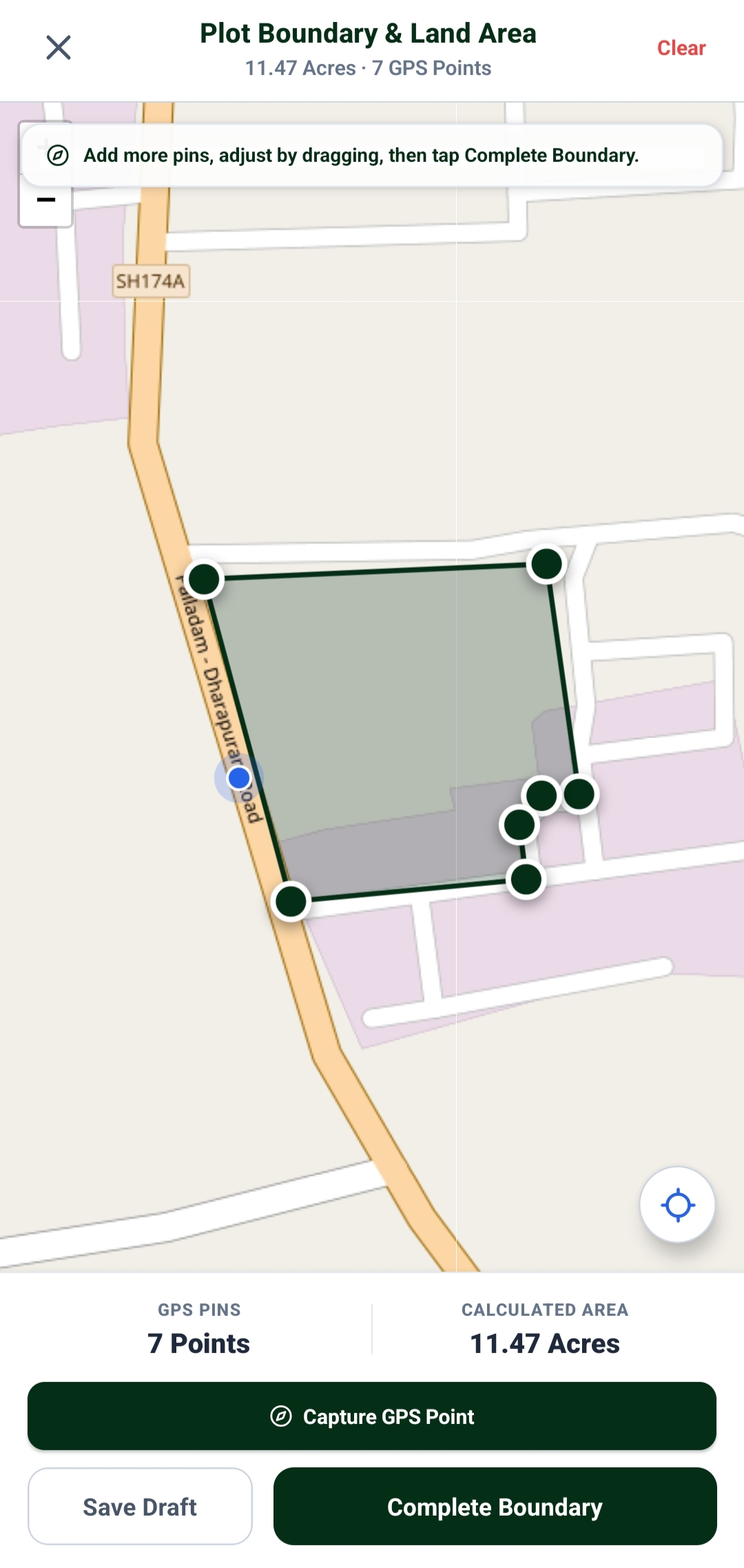 GPS Plot Boundary Mapping & Area Calculation