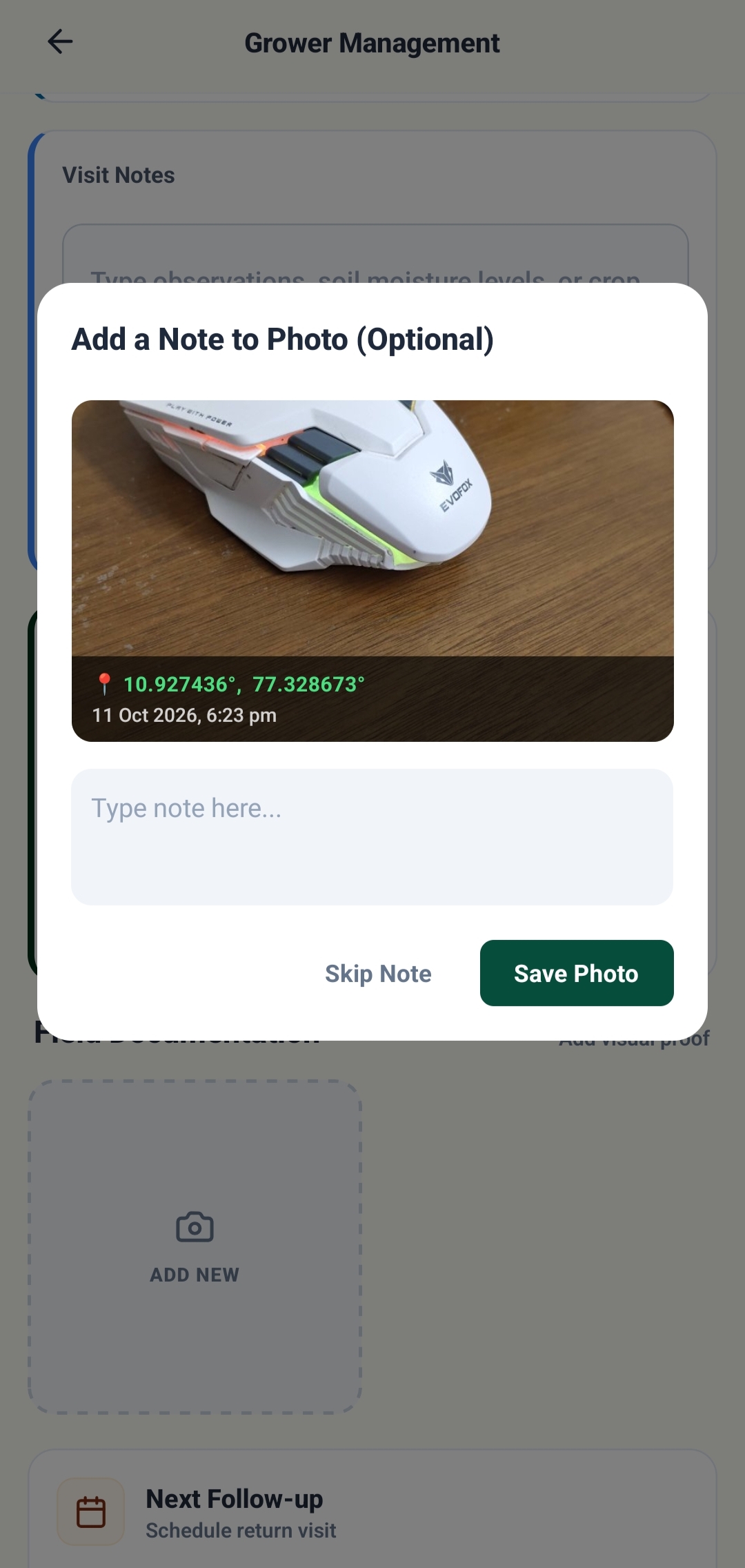 Geo-Tagged Field Photo Verification