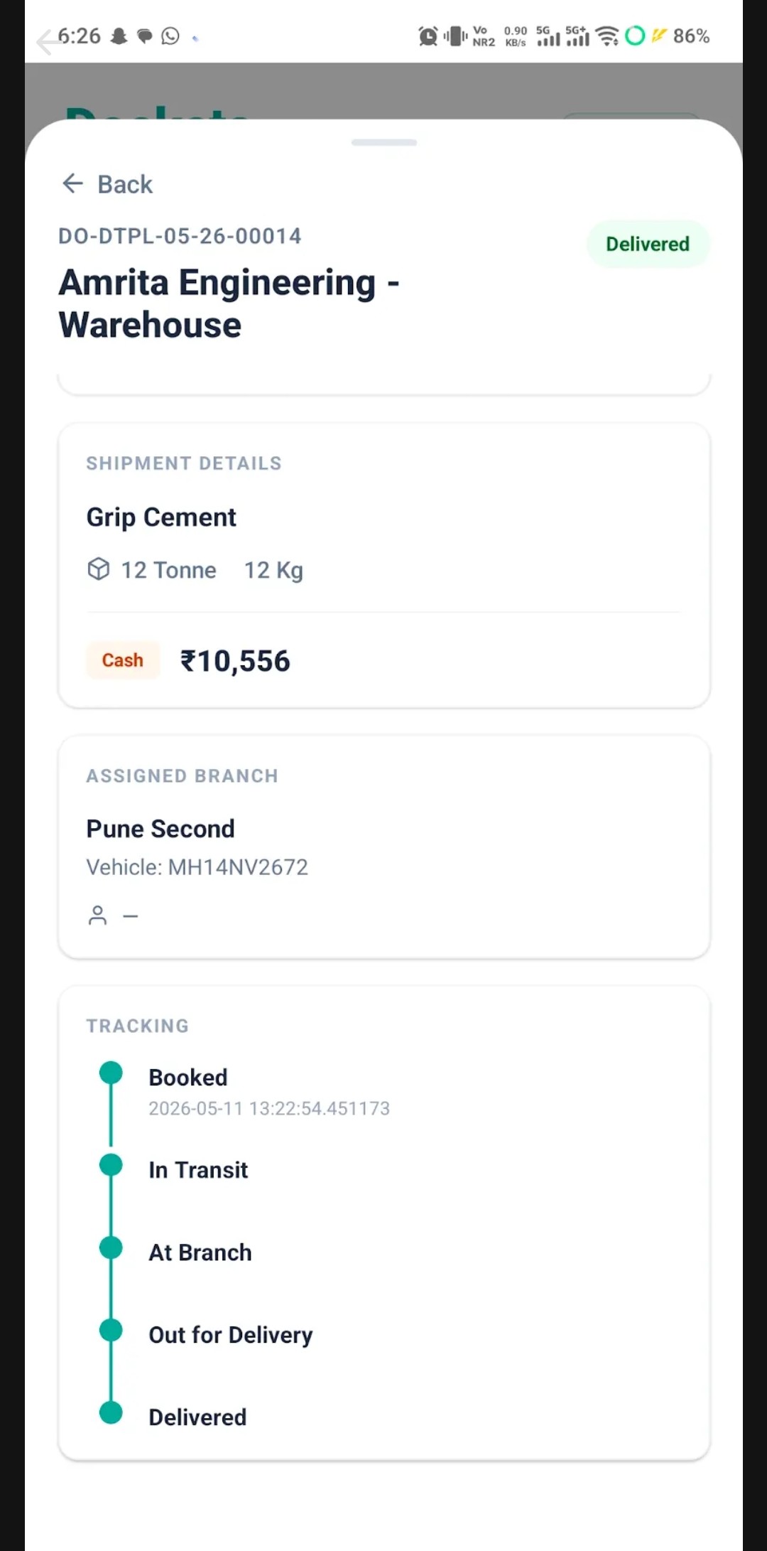 Transportation Delivery Track & Run Sheet