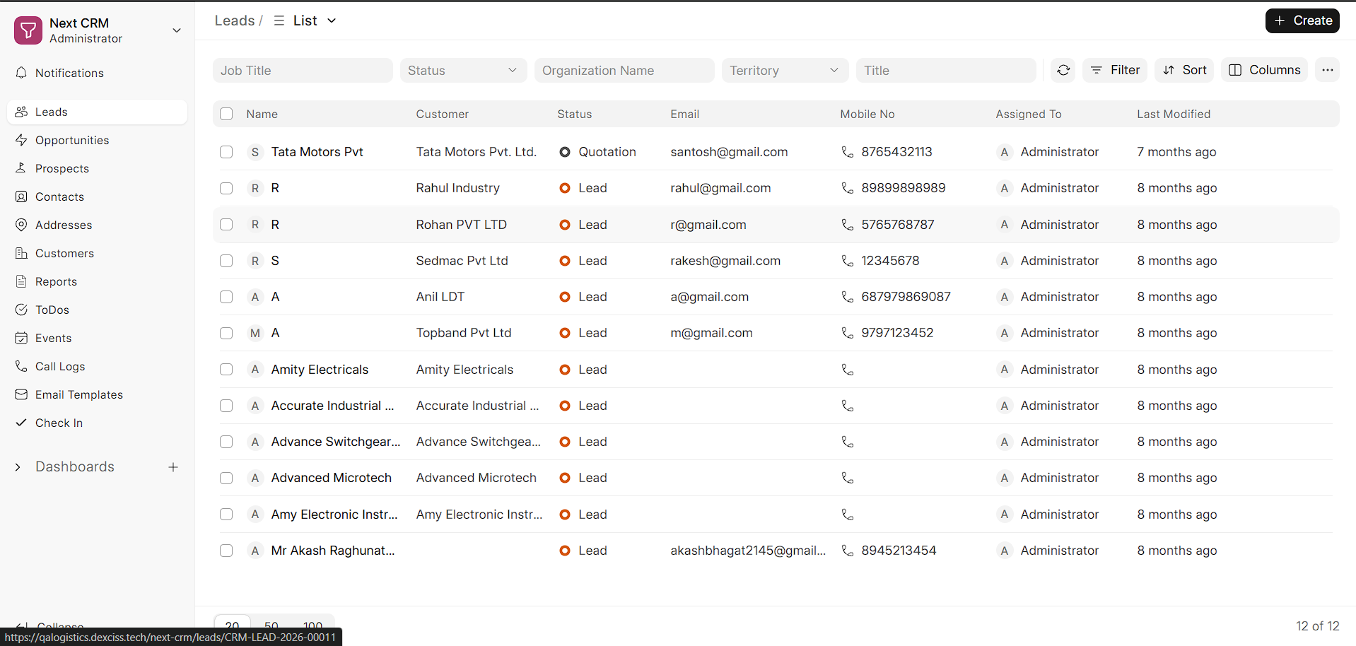 Next CRM — Customization & Asterisk VoIP